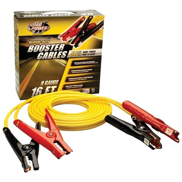Cci Road Power Booster Cable, 8 AWG Wire, Clamp, Yellow Sheath 0846600